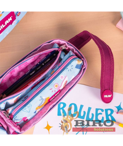 Пенал школьный Milan "Roller" 4 отделениями с наполнением